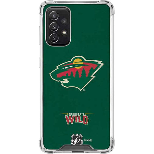 NHL Minnesota Wild Distressed Galaxy A72 5G Clear Case